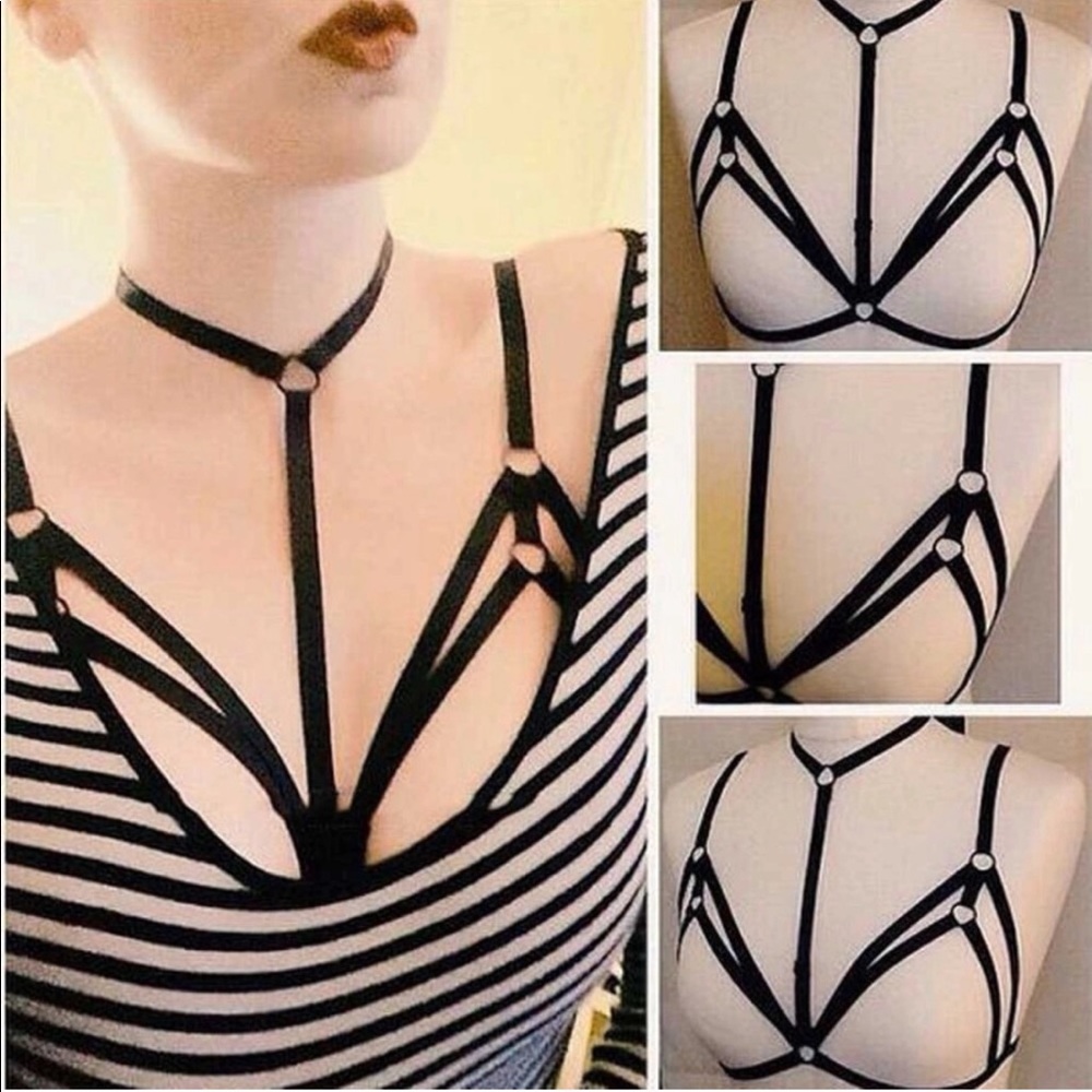 Sexy Lingerie Garter Strappy Cage Harness Bra